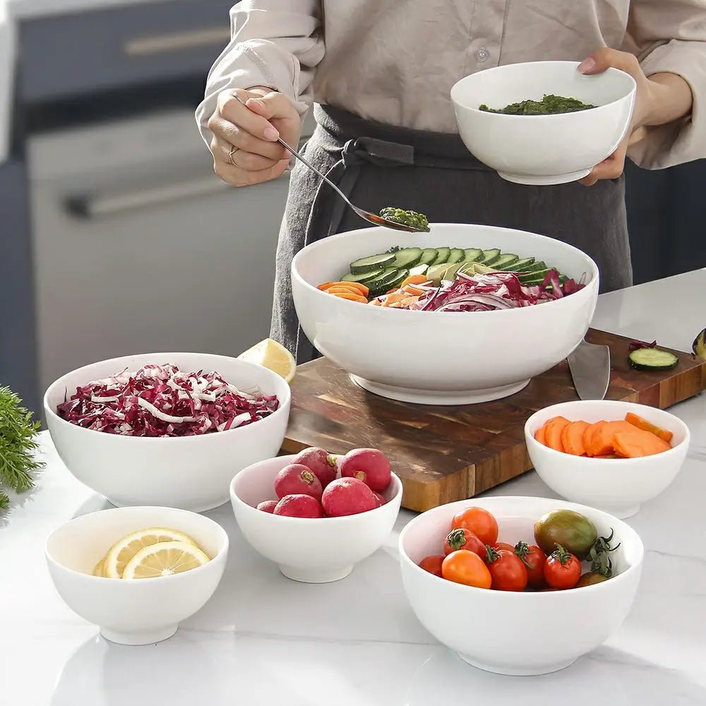 Wedding White Porcelain Small Cereal Bowls - Set of 8