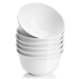 Wedding White Porcelain Deep Cereal Bowls - Set of 6