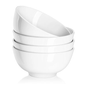 Wedding White Porcelain Cereal Bowls - Set of 4