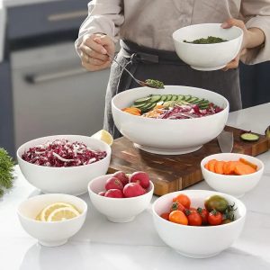 Wedding White Porcelain Small Cereal Bowls - Set of 8